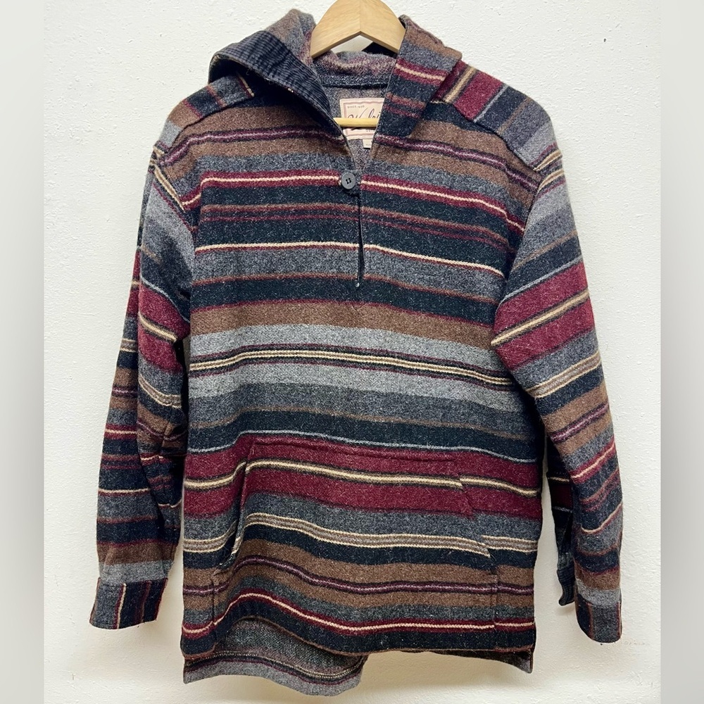 Woolrich Rugged Outdoorwear Serape Wool Popover Hoodie Size M Unisex